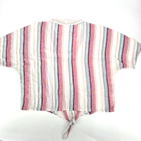 Rails The Striped Linen Tie Front Top Size L - Picture 5 of 5